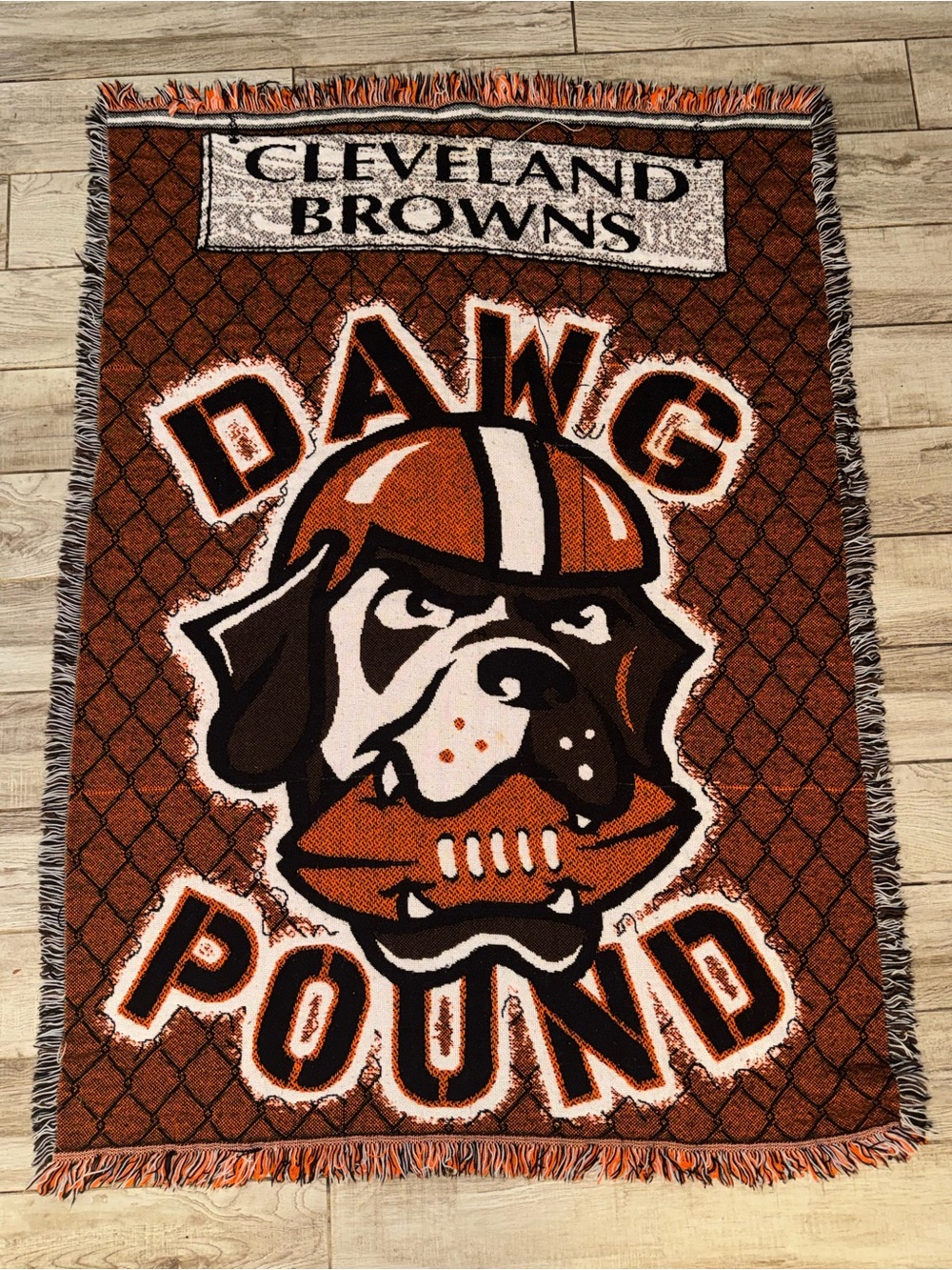 Cleveland Browns Dawg Pound Throw Blanket - Orange, Brown, White